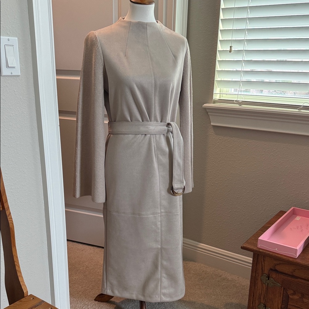 Ann Taylor Taupe Long Sleeve Dress